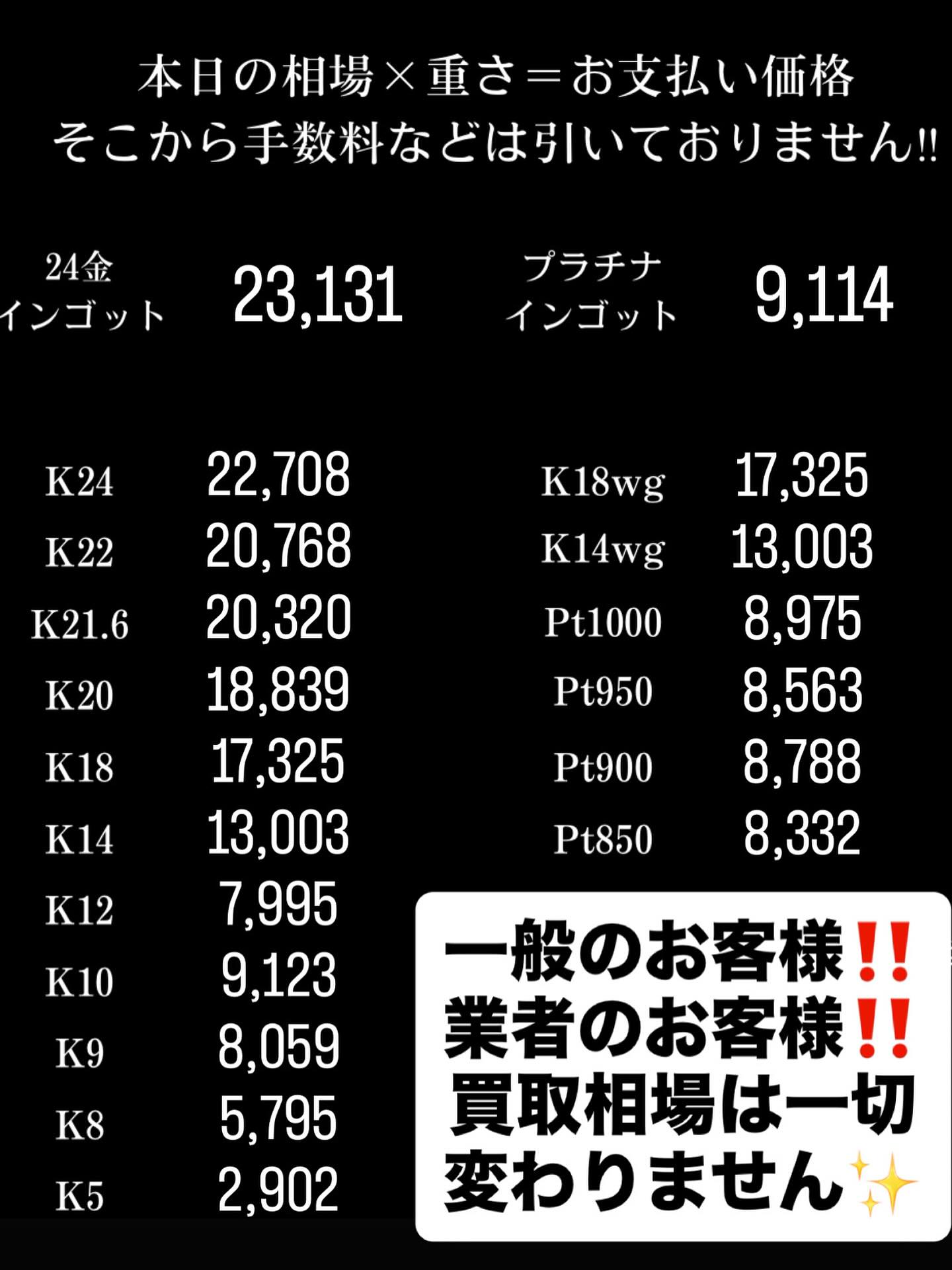 取引垢 ✨日本貴金属✨買取相場✨ | 【公式】株式会社 日本貴金属｜御徒町
